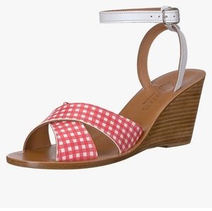 K.Jacques St. Tropez Alicia Red/White Gingham Wedges Size 40